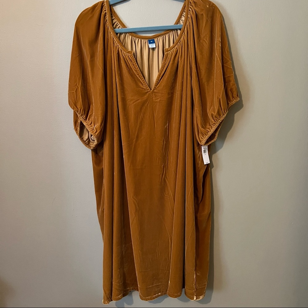 Old Navy Yellow Puff Sleeve Velvet Mini Dress